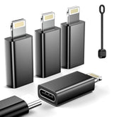 Mfi Certified 27W Usb C To Lightning Adapter (4 Pack) - Fast Charging Data Sync, Lightning To Usb Type C Cable Adapter For Iphone14/13/12 Series, Ipad, Airpods, With Anti-Lost Loop, Not For Audio/Otg