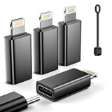 Mfi Certified 27W Usb C To Lightning Adapter (4 Pack) - Fast Charging Data Sync, Lightning To Usb Type C Cable Adapter For Iphone14/13/12 Series, Ipad, Airpods, With Anti-Lost Loop, Not For Audio/Otg