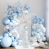 127pcs Blue Balloon Arch Kit Double Stuffed Pearl Light Blue White Clear