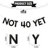Not 40 Yet Banner – Funny Black Glitter 39th Birthday Party Decoration Sign