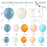 Orange, Blue & Teal Balloon Garland Kit 120pcs for Birthday, Baby Shower and Party Decor