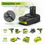 2Pack 18V Replacement Battery For Ryobi 18V Lithium Battery 3.5Ah P102 P103 P105 P107 P108 P109 With P117 Ryobi Battery Charger