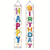 2 Pcs Colorful Happy Birthday Door Banner Happy Birthday Porch Banner Sign Birthday Party Decor Birthday Hanging Decoration For Girls Boys Party Supplies
