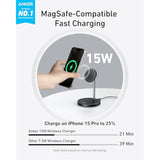 Anker MagSafe Compatible MagGo Charger Stand, iPhone 16 Wireless Charger, 2-in-1 Charging Station, Qi2 Certified 15W Wireless Charger Stand, for iPhone 16/15/14/13/12, AirPods Pro (No Adapter)