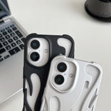 Heat Dissipation For Iphone Case, Solid Color Hollow Flame Matte Soft Phone Case (Silver,For Iphone 16 Pro Max)