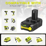 2Pack Replacement For Ryobi 18V Battery 3.5Ah + 2-Port P117 Ryobi Battery Charger For Ryobi One+ P108 P107 P105 P104 P103 P102