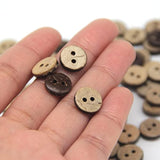 100Pcs 10Mm(0.394Inch) Brown Natural Coconut Shell Buttons, 2 Holes Ec