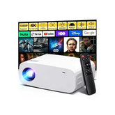 Projector, Mini Projector With Wifi And Bluetooth, Built-In Apps, Auto Focus & Keystone,Native 1080P Support, Portable Outdoor Smart Projector,White