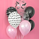 Pink Black Halloween Balloons with 3D Bat Stickers Polka Dot Balloons Party Decor