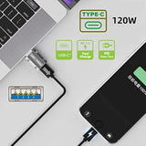 Usb C To Usb 3.0 Connector 10Gbps Data 120W Power Adapter Alloy Shell