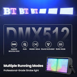 Lf105 Led Stage Strobe Light,200W Matrix Rgb Dj Strobe Light Bar With Dmx512, 8/9/15Ch, Sound Activated, Wash Uplight Dual-Zone Effects For Dj, Club, Party & Wedding