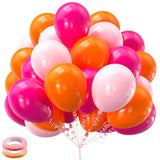 Pink And Orange Balloons 60Pcs 12 Inch Orange Hot Pink Light Pink Latex Balloons With Ribbons For Birthday Baby Shower Wedding Graduation Tropical Party Decoration