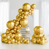 145 Gold Balloons in 5 Sizes – Metallic Latex Party Kit for Birthday, Wedding & Celebration