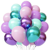 Mermaid Balloons, 50Pcs 12 Inch Purple Pink Teal Balloons Kit, Metallic Green Purple Latex Balloons For Birthday, Baby Shower,Mermaid Party Decorations