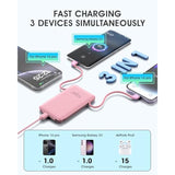 Portable Charger Power Bank, Ultra Small 5000Mah Battery Pack With Built-In Foldable Ac Wall Plug And Cables, Usb C Cell Phone External Battery Charger Compatible With Iphone And Android Devices