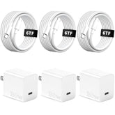 Iphone 15 16 Charger Nano Fast Charging 3+3Pack 30W Gan Usb C Charger Block Type C Chargers 6Ft Cord Wall Chargers Compatible With Iphone 16/16 Plus/16 Pro/16 Pro Max/15/15 Pro Max/Ipad Pro/Airpods