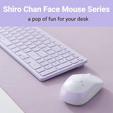 ELECOM Cute Face Mouse, 2.4GHz USB Wireless, Ambidextrous Design, Silent Click, Lightweight, Portable, Girly Purple Blue Computer Mice, Plug and Play, Girls and Kids, for PC, Laptop, Windows and Mac