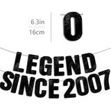 Pre-Strung Legend Since 2007 - Black Glitter Banner, 18Th Birthday Decorations For Boys & Girls, Funny 18Th Decor Bday Sign Gifts