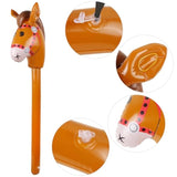 6Pcs Inflatable Stick Horse,Blow Up Horse Head On Stick Pony Costume Western Cowboy Cowgirl Baby Shower Birthday Party Decorations Halloween Supplies Favors Props, 38 Inches (Brown)