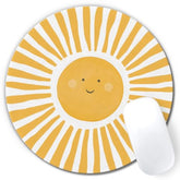 Boho Yellow Sunshine Mouse Pad, Cute Sunshine Mouse Pads Mousepad For Desk Home Office Dorm Computers Laptop, Boho Office Supplies Desk Accessories, 7.9X7.9 Inch