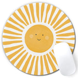 Boho Yellow Sunshine Mouse Pad, Cute Sunshine Mouse Pads Mousepad For Desk Home Office Dorm Computers Laptop, Boho Office Supplies Desk Accessories, 7.9X7.9 Inch