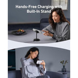 Anker MagGo iPhone 16 MagSafe-Compatible Wireless Charger Stand, 15W Fast Magnetic Wireless Charging Station, Qi2 Certified 360° Charger, for iPhone 16/15/14/13/12 Series and AirPods (No AC Adapter)