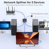 Ethernet Splitter 1 To 3 1000Mbps, Internet Cable Splitter 1 In 3 Out High Speed Switch Network Gigabit For Lan Rj45 Port Router Switch Work With Cat5/5E/6/7/8 Cable