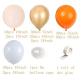 141pcs Orange Gold Balloon Arch Kit Cream White Garland for Birthday Thanksgiving Party Decor