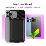 Battery Case For Iphone 12 Pro Max, 13 Pro Max (6.7 Inch), 2025 Upgraded High Capacity 13800Mah Battery Pack Rechargeable Charger External Charging Case With Tempered Glass Screen Protector Black