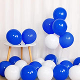 100Pcs Royal Blue And White Latex Balloons 12 Inch W/Ribbon For Birthday Graduation Anniversary Wedding Bridal Shower Celebration Party Decorations Supplies