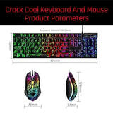 Wired Crack Game Keyboard And Mouse Set With Mechanical Feel, Illuminated Letter Perforated Rainbow Led Mouse And Keyboard?104 Keys Numeric Keypad, Led Indicators, For Office,Gaming