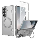 For Samsung Z Fold 7 Case Clear With Kickstand Hinge Protection Built-In Hd Glass Screen Protector Shockproof Protective Case For Galaxy Z Fold 7 2025 - Clear