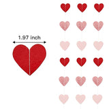 Rose-Gold Pink Burgundy-Red Party Decorations Heart Garland 4 Pack 40 Feet Heart Paper Streamers Banner For Valentines Day Mothers Day Engagement Wedding Hanging Party Decoration