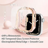 Compatible With Apple Watch Case 42Mm Series 10 Rhinestones With Built-In Glass Screen Protector Diamond Iwatch Cover For Women Girl, Pink-Rg, 42Mm