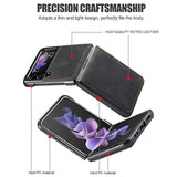 Samsung Galaxy Z Flip 3 5G Leather Phone Case with Hard Shockproof Back Cover, Slim Durable, Compatible with Galaxy Z Flip 3 5G 2021 (Black)