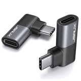 90 Degree Right Angle Usb-C Male To Usb-C Female Adapter, 2-Pack 40Gbps Data T