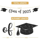 Graduation Decorations 2025-10 Ft Class Of 2025 Banner, Black Graduate Banner, Happy Grad Supplies, Graduation Party Decorations For Middle School, High School, College