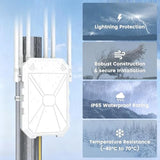 Ax1800 Outdoor Wifi 6 Extender, Long Range Outdoor Wifi Extender Signal Booster, Ip67 Weatherproof Outdoor Wireless Access Point With Poe, Gigabit Ports For Garage, Farm, Yard, Rv, Starlink