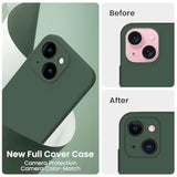 iPhone 15 Silicone Case with Camera & 2 Screen Protectors 6.1in Alpine Green