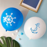 50 Pieces Nautical Print Latex Balloons Set Nautical Party Decorations Balloons And Silver Ribbons For Navigation Themed Birthday Baby Shower Party Favor Supplies