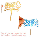 Gold Mirror Merry Christmas Cake Topper Holiday Party Decoration