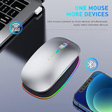 Led Wireless Mouse,5.2/3.0 2.4G Three Mode Mouse Rechargeable New Type Of Wireless Silent Mouse,Wireless Mouse For Laptop,Pc,Macbook Air,Macbook Pro,Ipad,Mac,Computer Mouse (Silver)
