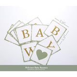 Baby Shower Decorations,Welcome Baby Banners Paper Lantern Paper Flower Pom Poms?Sage Green Gold White?