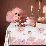 Pink Ballerina Tablecloths 3 Pieces Birthday Party Decorations Plastic Table Cover For Girl Ballet Party Supplies Baby Shower Wedding Decor (70.8In X 42.5In)