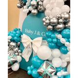 141pcs Teal Blue & Silver Balloon Garland Kit for Birthday and Wedding Decor