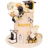 24 Pcs Graduation Cap Cake Toppers Class of 2025 with Diploma Flowers