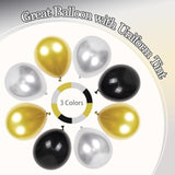 60pcs New Year 2026 Balloons 12inch Silver Black Gold Party Decor