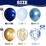 Navy Blue Gold Balloon, 60 Packs 12 Inch Metallic Blue And Macaron Blue Balloons With Metallic Gold Confetti Balloons For Birthday Party Decorations, Wedding, Bridal Shower, Baby Shower, Graduate