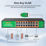 16 Port Poe Switch, 16 Poe+ 100Mbps Ports With 2 Gigabit Uplink, 300W Built-In Power, Support Ieee802.3Af/At, Fanless, Rack Mount, Unmanaged Plug And Play Network Switch