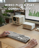 Periboard-108M, Wired Mechanical Full-Size Usb Keyboard - Red Linear Switch - Classic Retro Gray/White Color - Us English